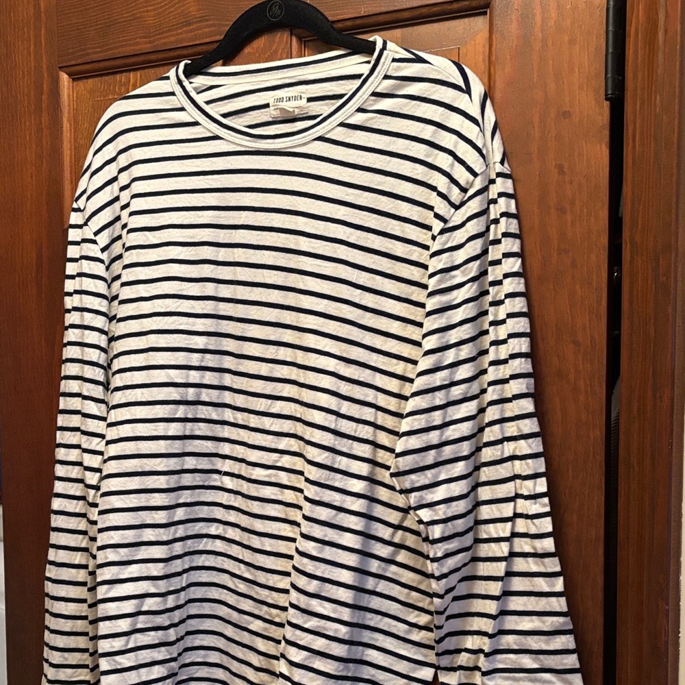 Todd Snyder Black and White Striped Long Sleeve Tee